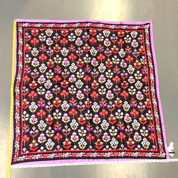 ANN TAYLOR Purple Square Floral Silk Scarf, Head Neck Shoulder NWT, sz 42"x42" - Picture 3 of 6